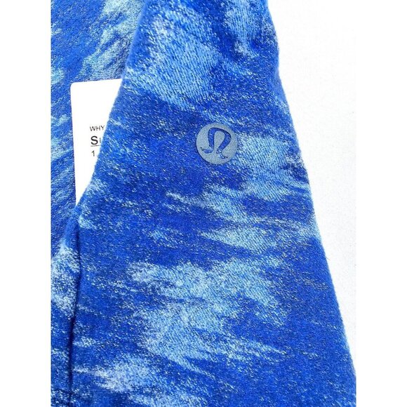 Lululemon Size Medium Mens Blue Camo Surge Warm 1/2 Zip Pocket Thumb Slot Nwt - Picture 7 of 13